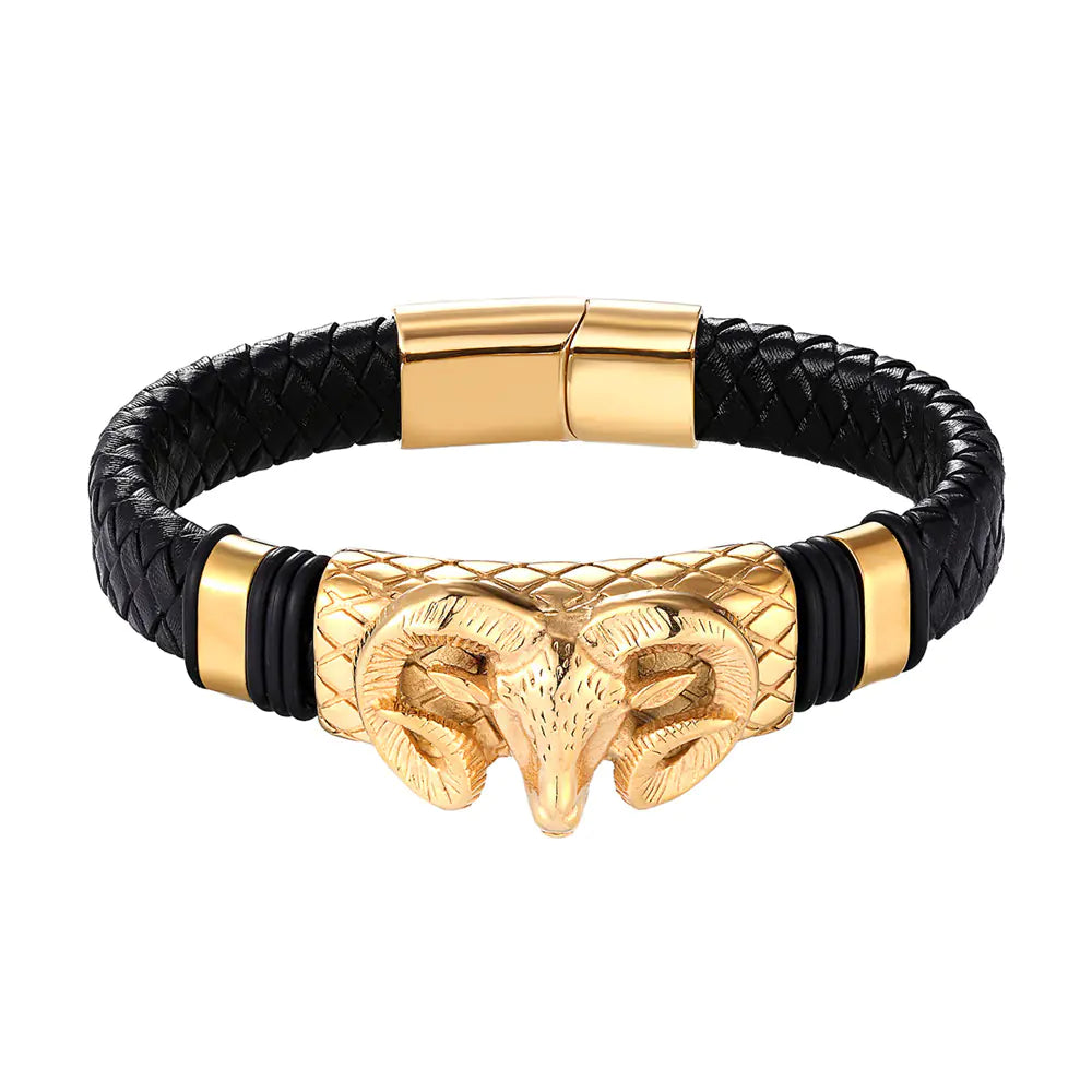 Men's Celestial Steel Leather Bracelet